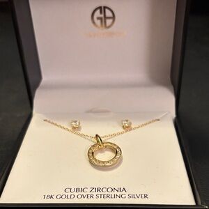 Giani Bernini 18ct Gold Over Sterling Silver Cubic Zirconia Circle Necklace NWT